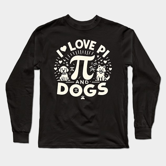 I Love Pi Day And Dogs, Dogs And Maths Lover Long Sleeve T-Shirt by Justin green